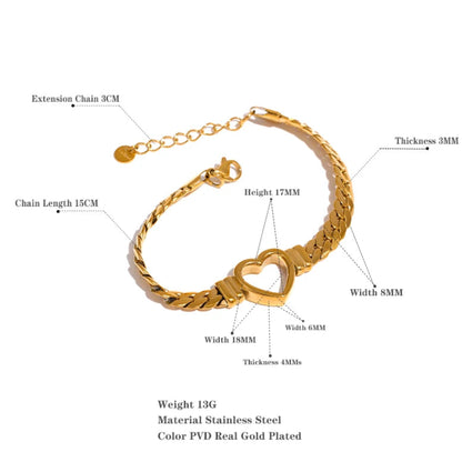 Love Heart Cuban Chain Bracelet