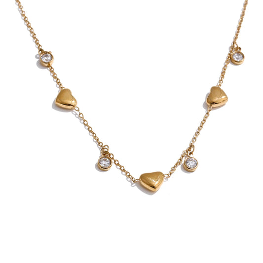 Romantic Zirconia Heart Drop Necklace