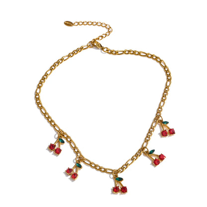 Cherry Cubic Zirconia Necklace & Bracelet Set