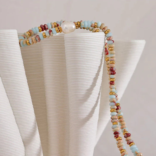 Stone & Freshwater Pearl Beaded Necklace