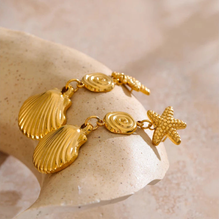 Starfish & Shell Dangle Earrings