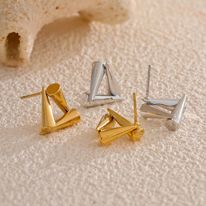 Geometric Triangle Stud Earrings