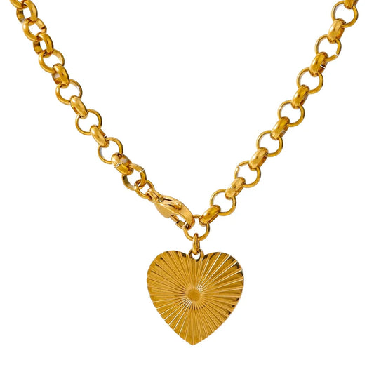Romantic Heart and Rose Pendant Necklace