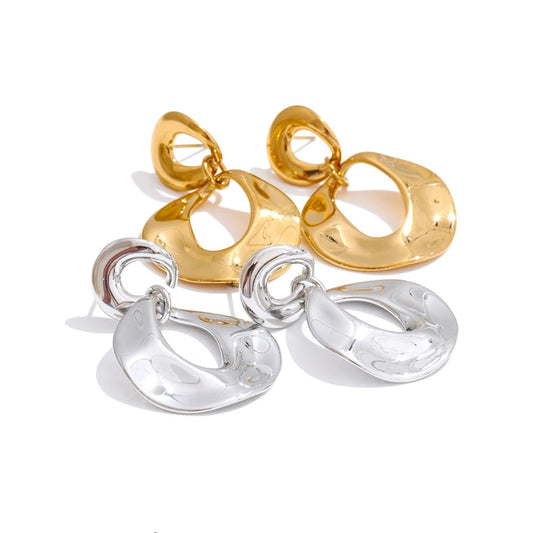 Glossy Geometric Drop Earrings