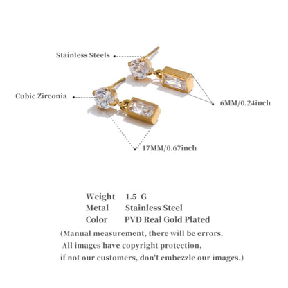 Rectangle Drop Earrings with AAA Cubic Zirconia