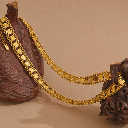 Bold Square Chain Necklace & Bracelet Set