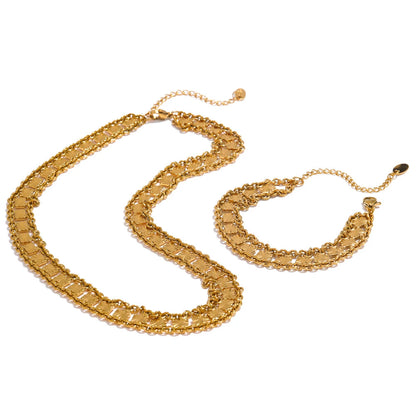 Bold Square Chain Necklace & Bracelet Set