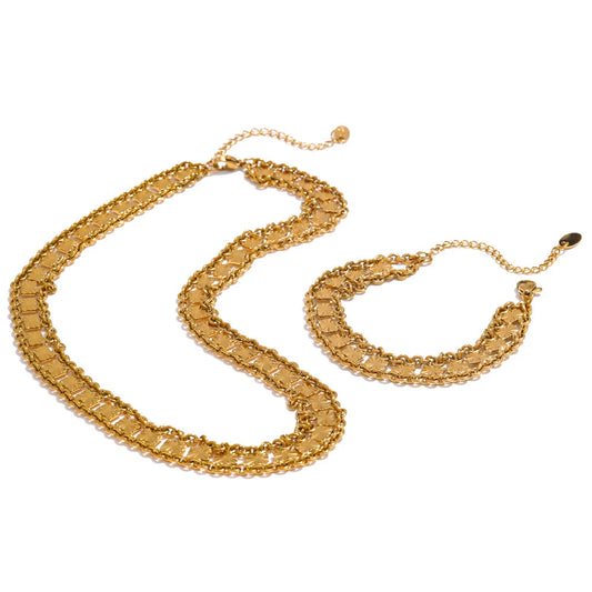 Bold Square Chain Necklace & Bracelet Set
