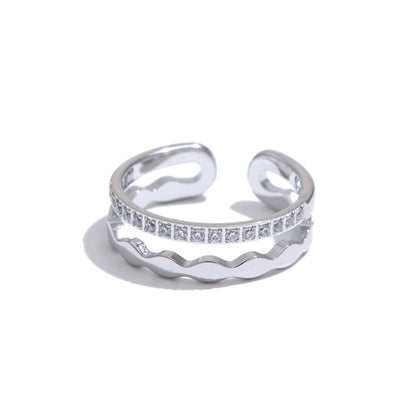 Double Layer CZ Open Ring