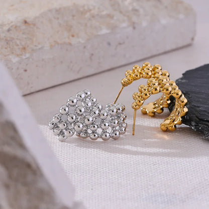 Beaded Layered C-Shape Huggie Earrings