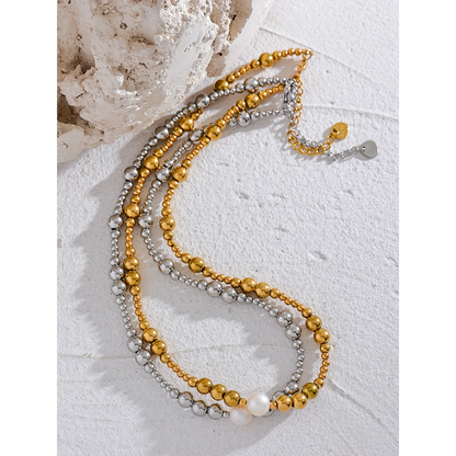 Pearl & Gold Bead Necklace