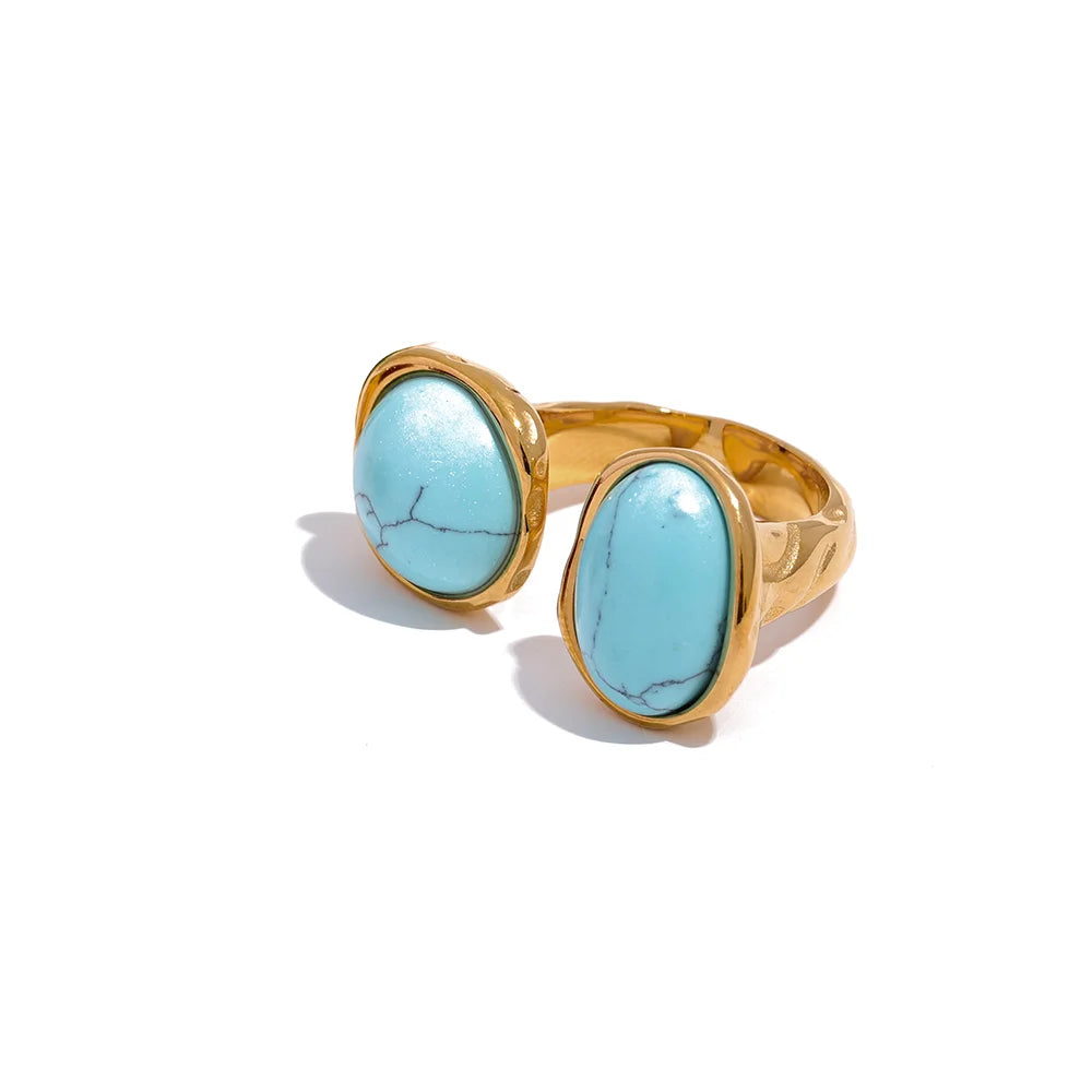 Vintage Geometric Stone Statement Ring