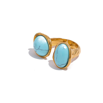 Vintage Geometric Stone Statement Ring