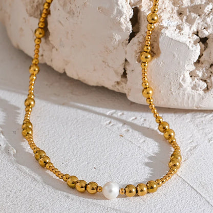 Pearl & Gold Bead Necklace