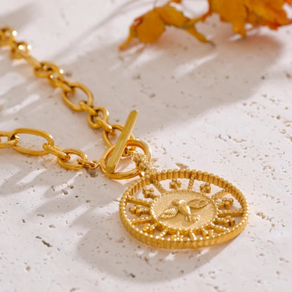 Vintage Round Pendant Necklace