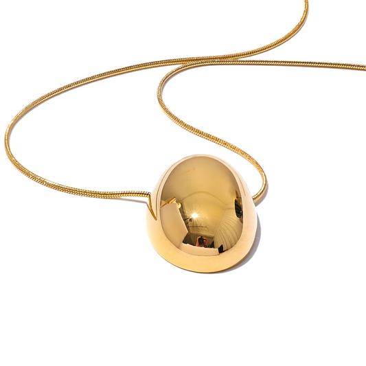 Oval Hollow Stainless Steel Pendant Necklace