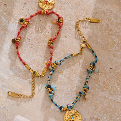 Colorful Braided Rope & Stainless Steel Bracelet