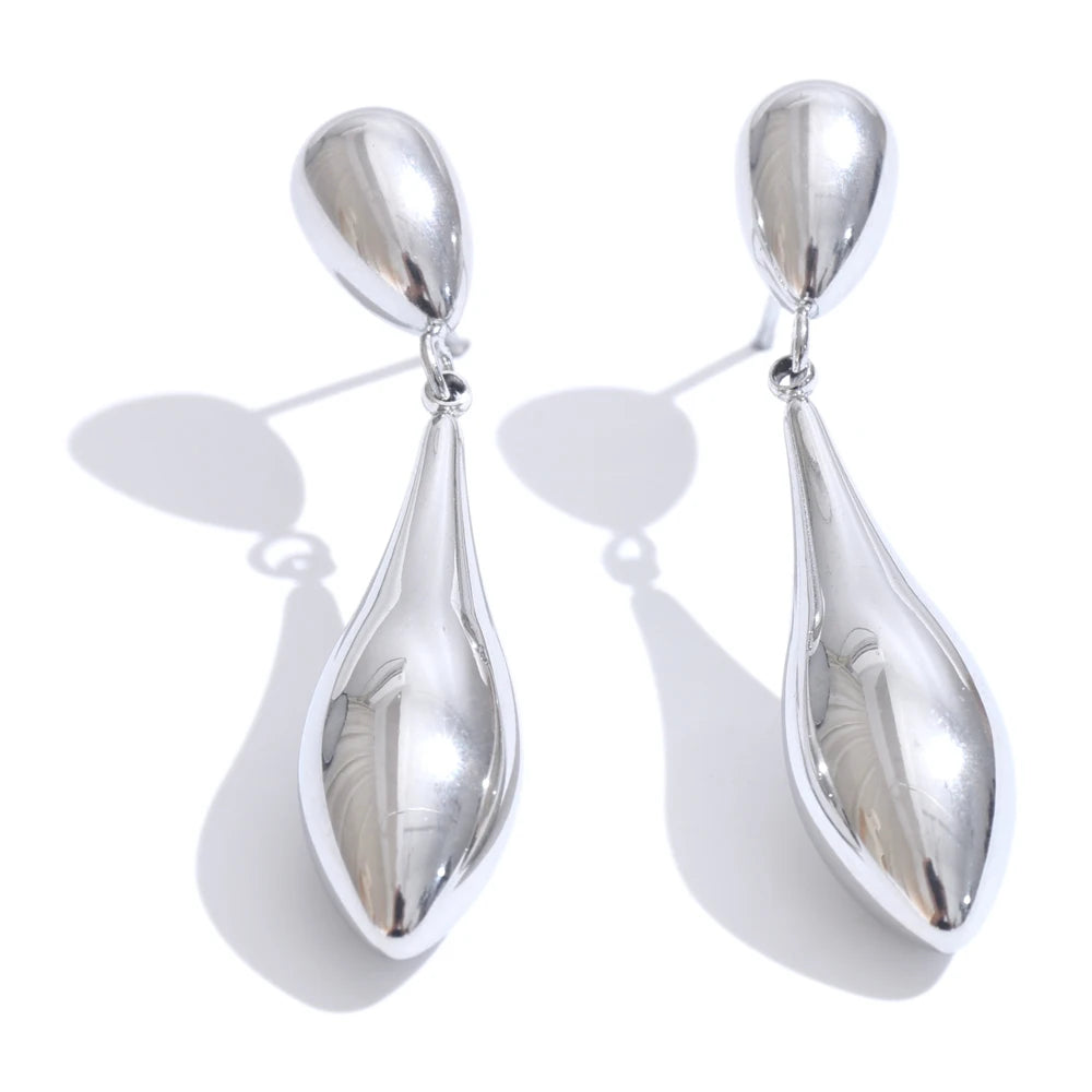 Polished Water Drop Statement Earrings