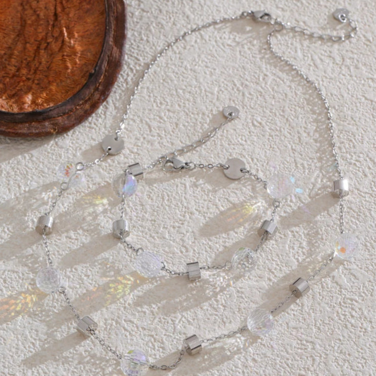 Crystal Chain Necklace & Bracelet Set