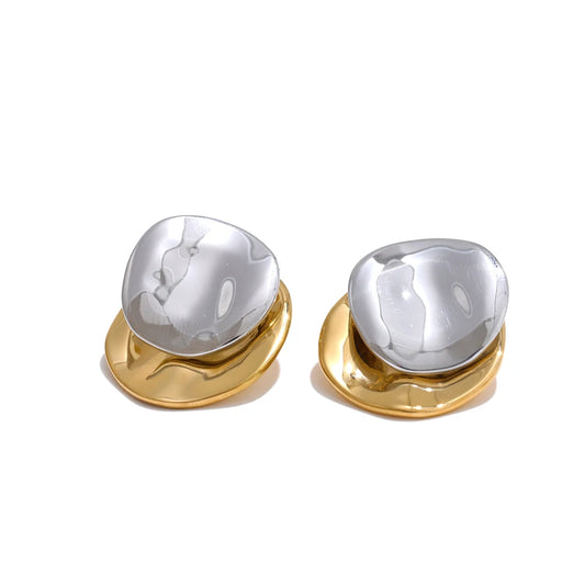 Double Tone Geometric Stud Earrings