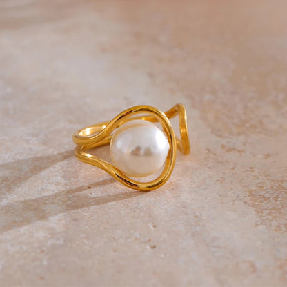 Simulated Pearl Open Ring