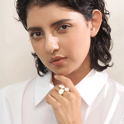 Shell Flower Adjustable Ring