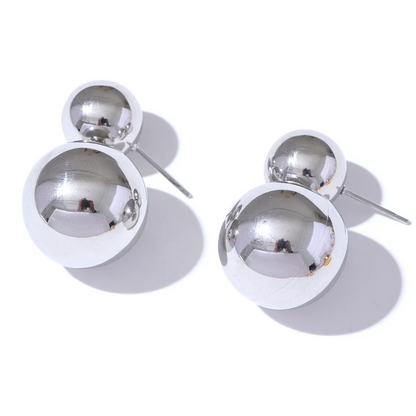 Sleek Round Bead Drop Earrings