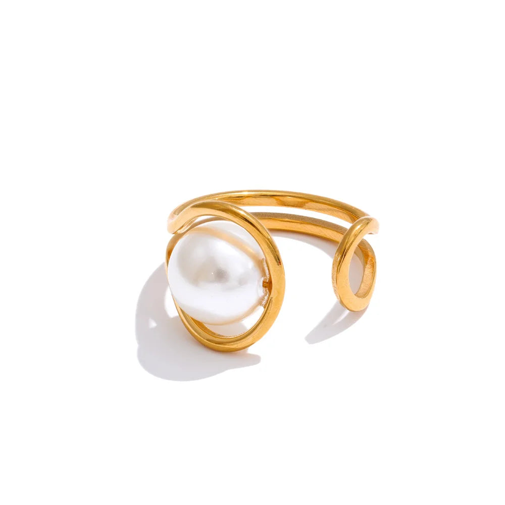 Simulated Pearl Open Ring