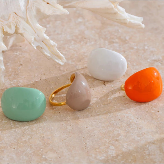 Multicolor Enamel Adjustable Ring