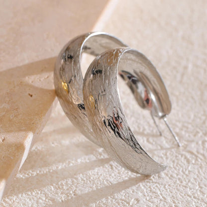 Polished C-Shaped Hoop Earrings