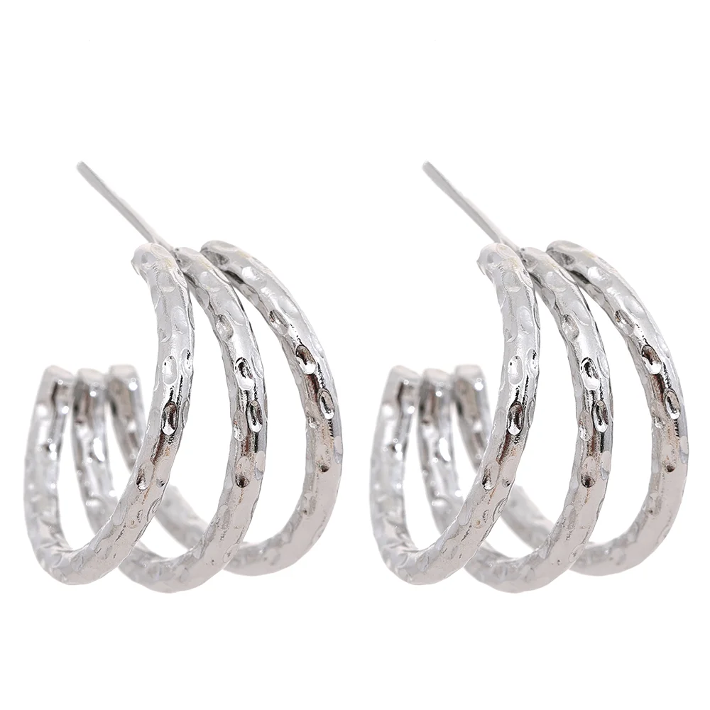 Geometric C-Shaped Hollow Hoop Earrings