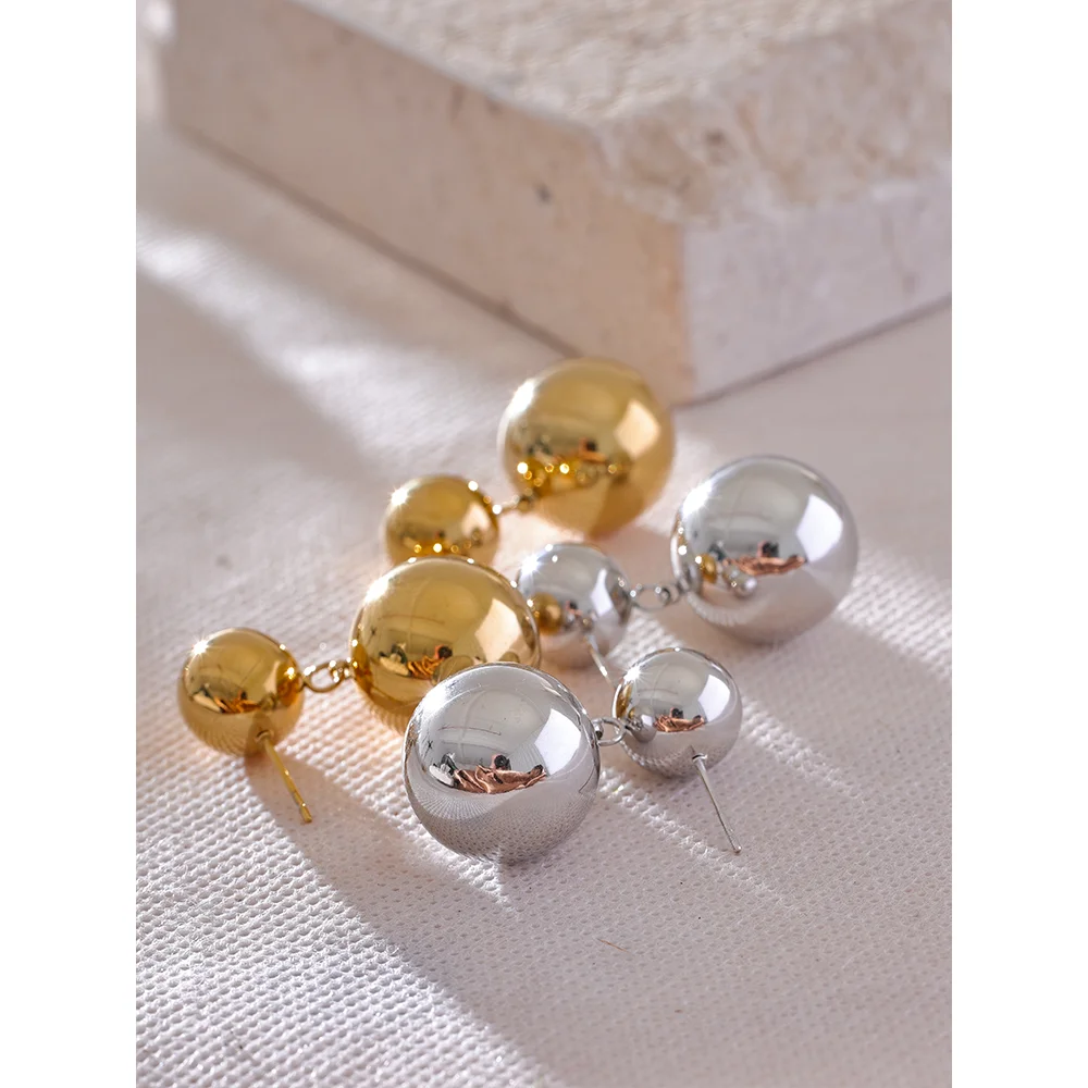 Sleek Round Bead Drop Earrings