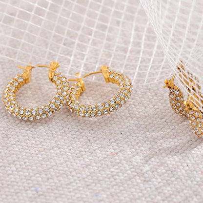 Chunky CZ Huggie Hoop Earrings