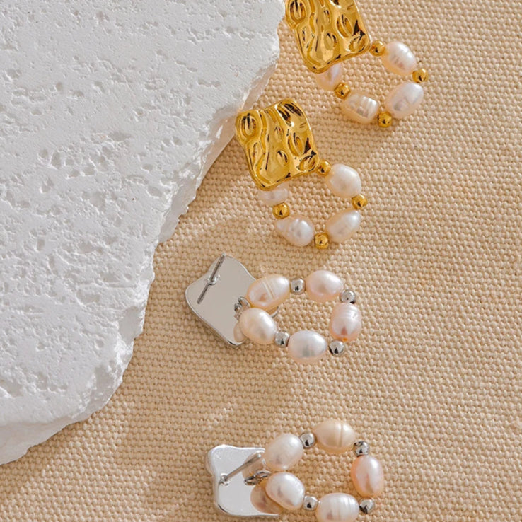 Freshwater Pearl Geometric Drop Earrings