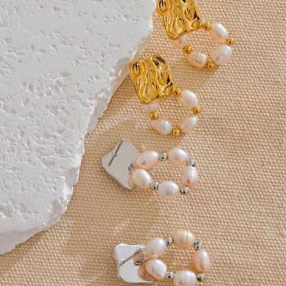 Freshwater Pearl Geometric Drop Earrings