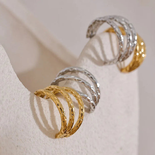 Geometric C-Shaped Hollow Hoop Earrings