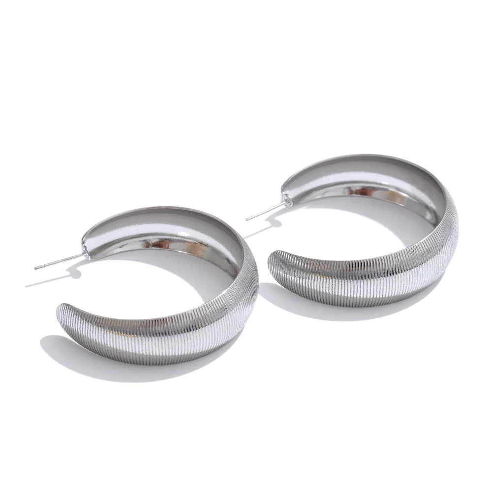Minimalist Geometric C-Shape Hoop Earrings