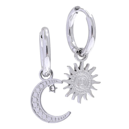 Star & Moon Asymmetrical Hoop Earrings