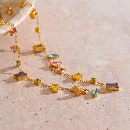Colorful Cubic Zirconia Chain Necklace