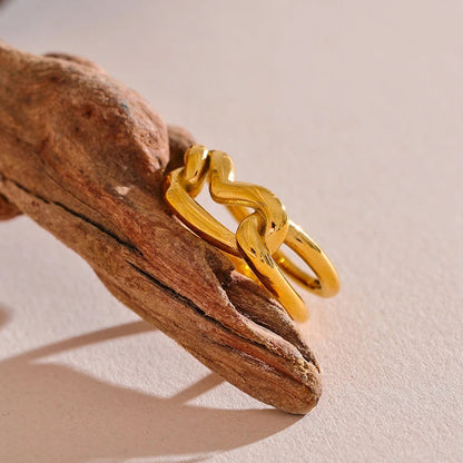 Layered Geometric Heart Ring