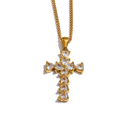 Cubic Zirconia Cross Pendant Necklace