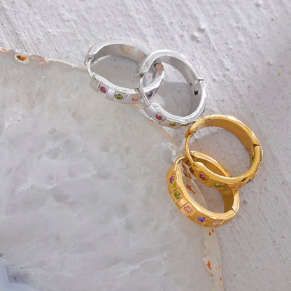 Colorful Zirconia Hoop Earrings