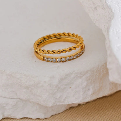 Delicate Double Round Chain Ring