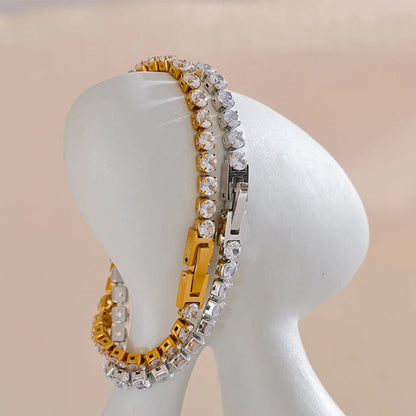 Shiny Cubic Zirconia Chain Bracelet