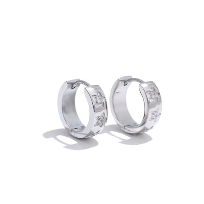 Star Zirconia Hoop Earrings