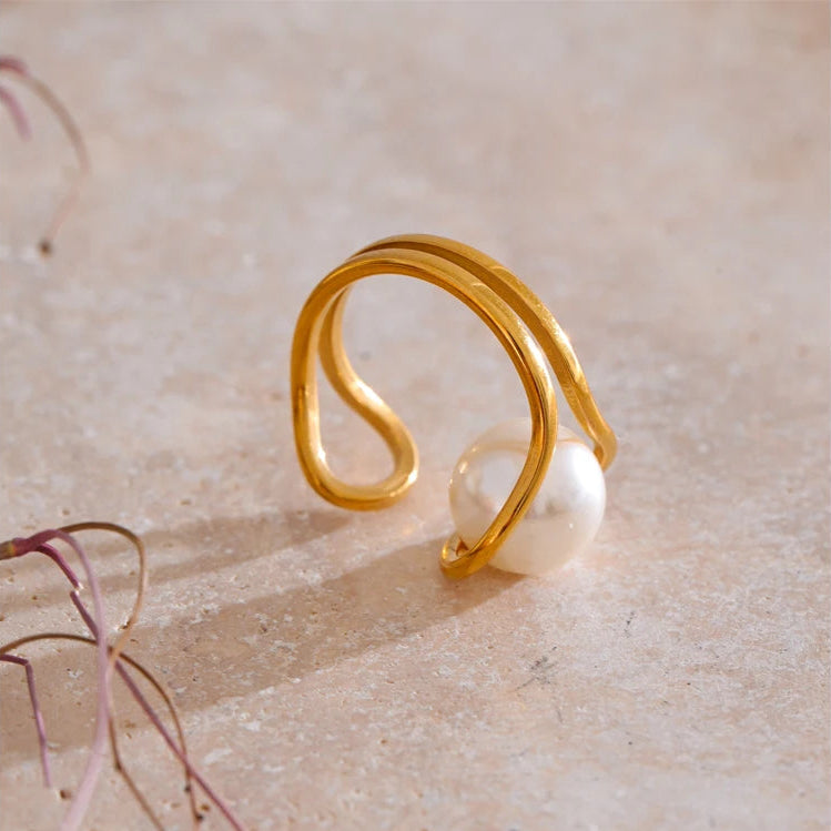 Simulated Pearl Open Ring