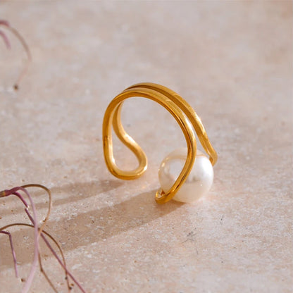 Simulated Pearl Open Ring