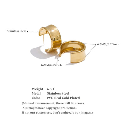 Smooth Metal C-Shape Hoop Earrings