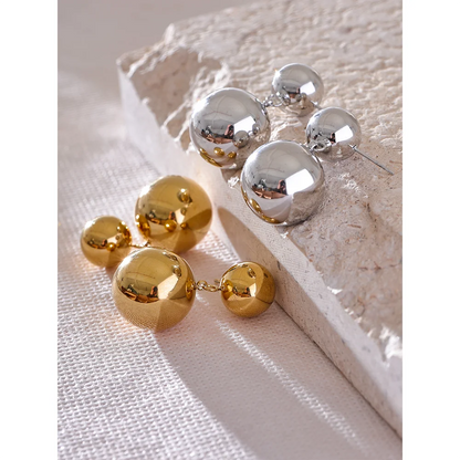 Sleek Round Bead Drop Earrings