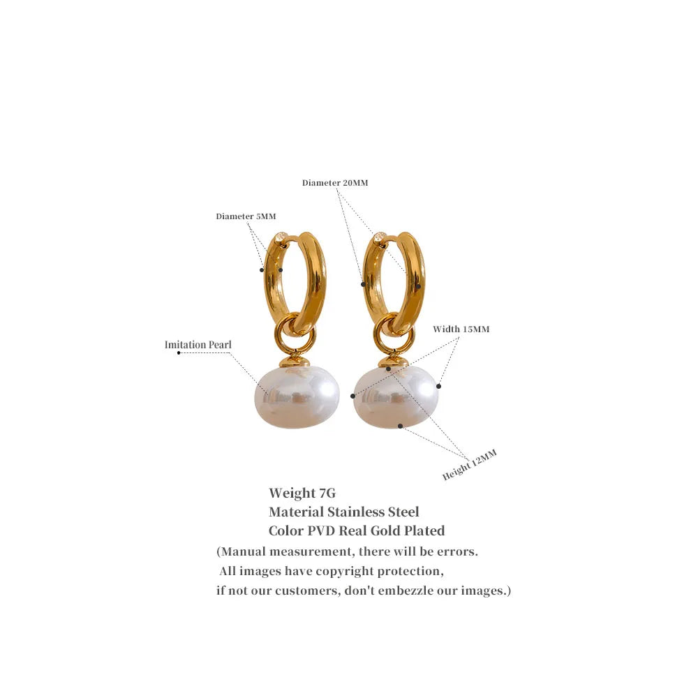 Celeste Pearl Drop Hoop Earrings